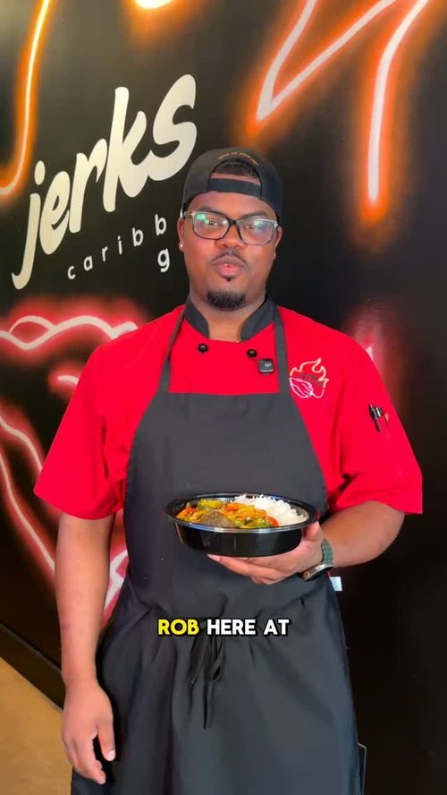 Chef preparing Caribbean dishes